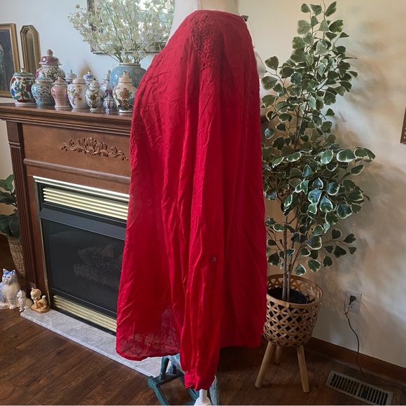 Catherines • Red Embroidered Button-Front Blouse • 4X • NWT - Picture 4 of 8